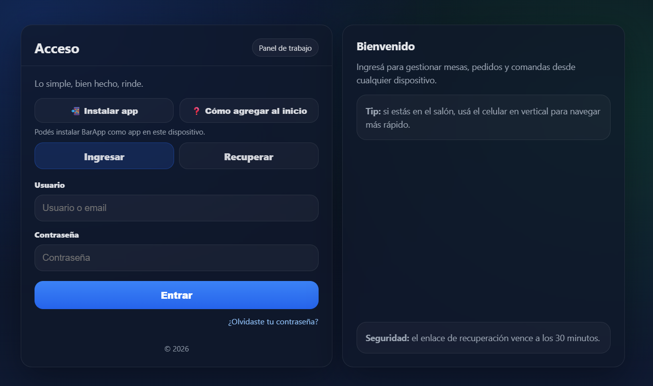 Aplicacion para Gestion de Bares, (BarApp)